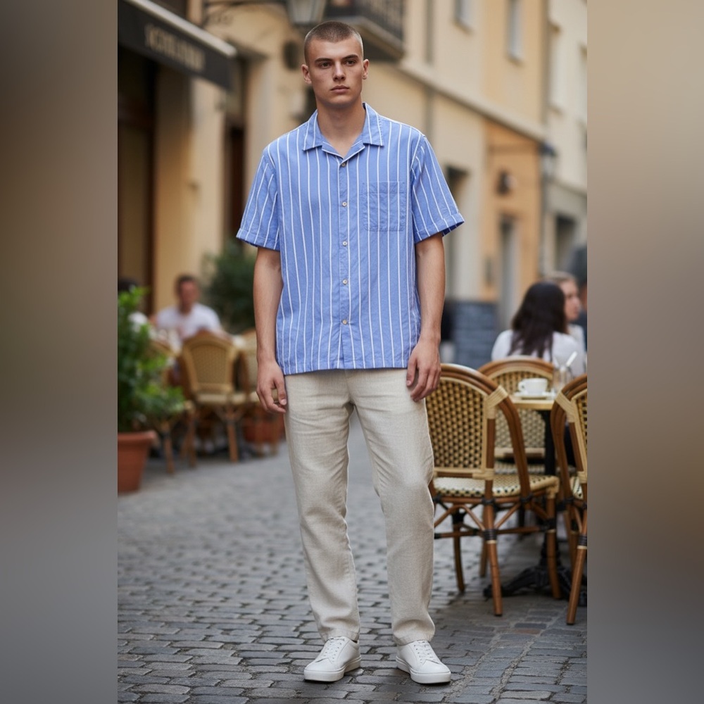 Scotch & Soda Men's Shirt in Blue and White Stripes